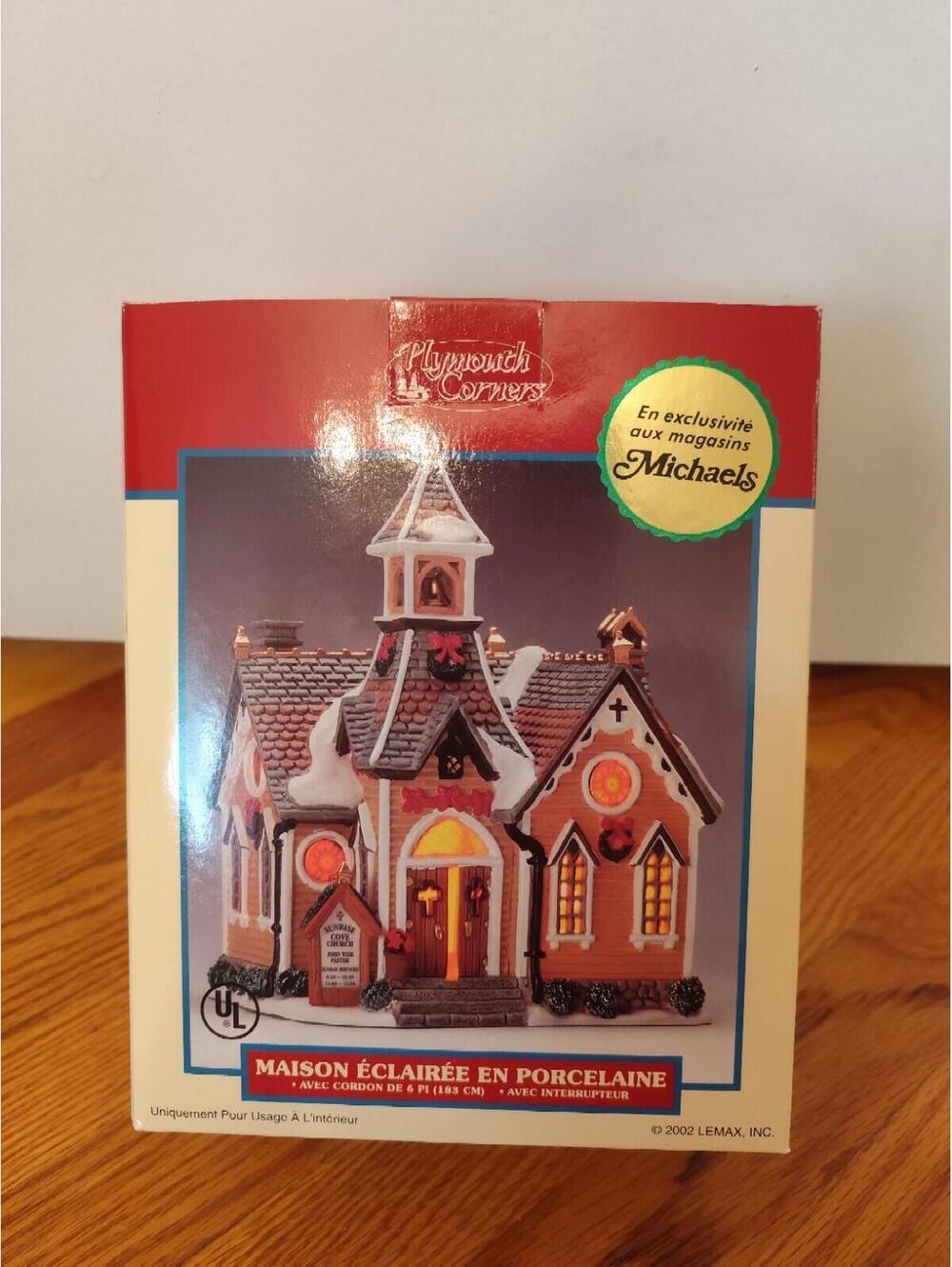 2002 Lemax Village Collection Porcelain Lighted House Sunrise Cove Church (New)